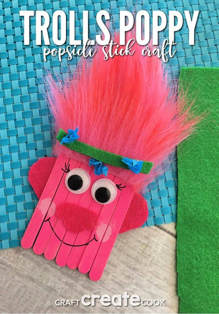 DIY Trolls Poppy Popsicle Stick Craft for Kids