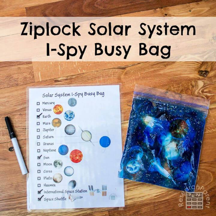 DIY Ziplock Solar System I spy Busy Bag