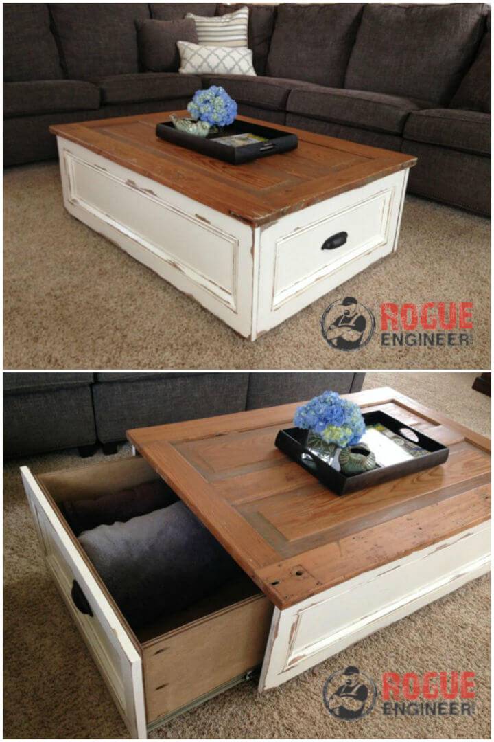 Distressed Coffee Table with Storage