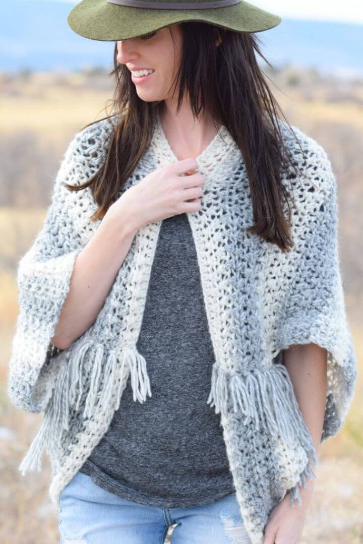 Easy Crochet Blanket Sweater Free Pattern