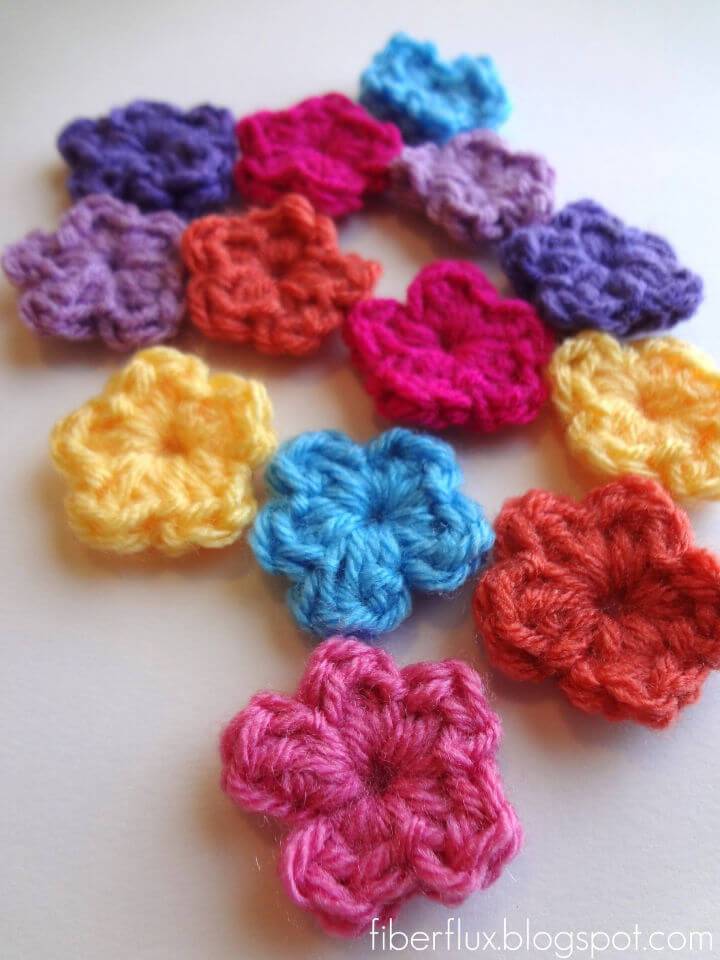 Easy Crochet One Round Flowers Free Pattern