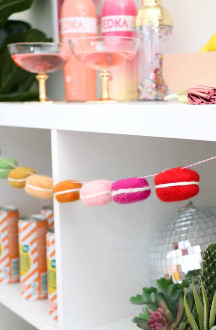 Homemade Needle Felted Macaron Garland