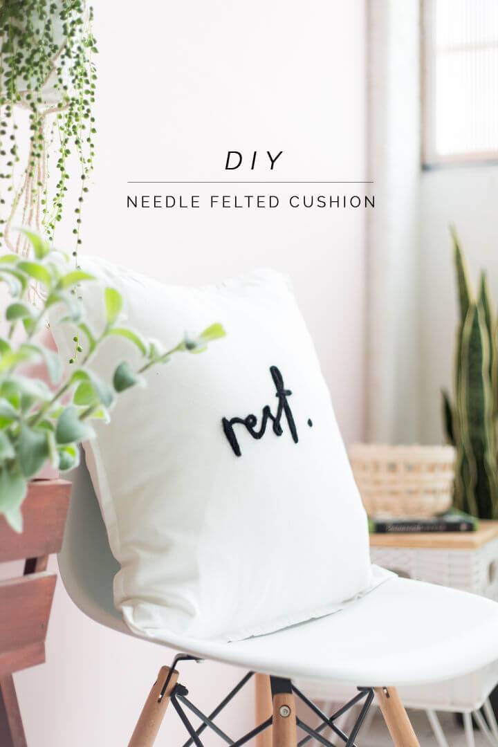 Easy DIY Needle Felted Word Cushion