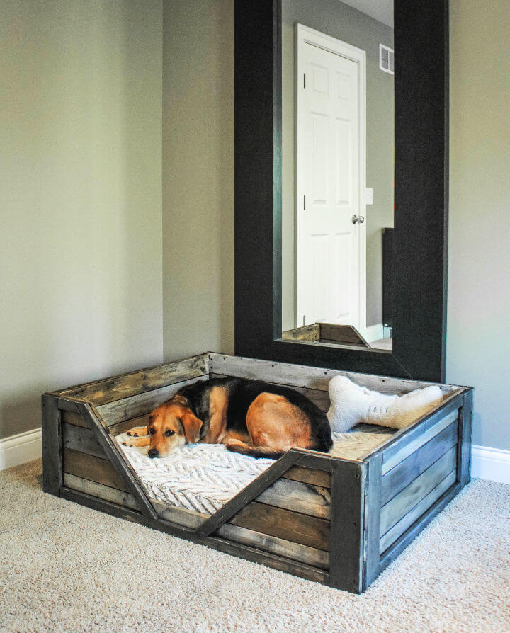 Pallet bed with outlet dog bed underneath