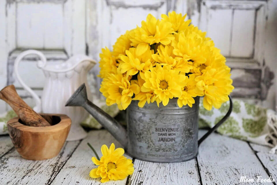 Easy DIY Watering Can Flower Arrangement