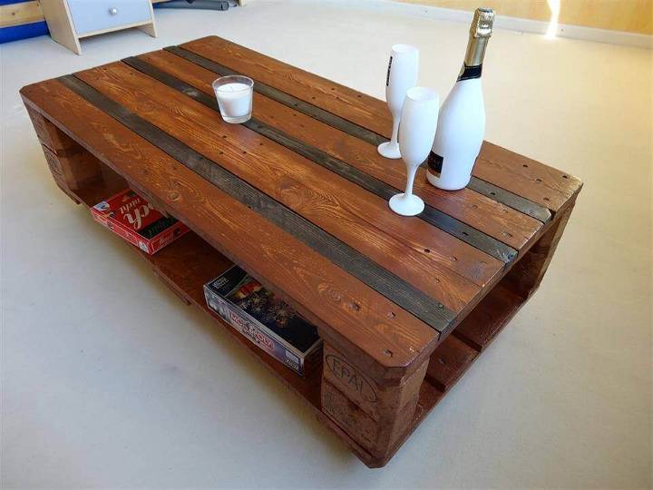 Euro Pallet Coffee Table with Wheels