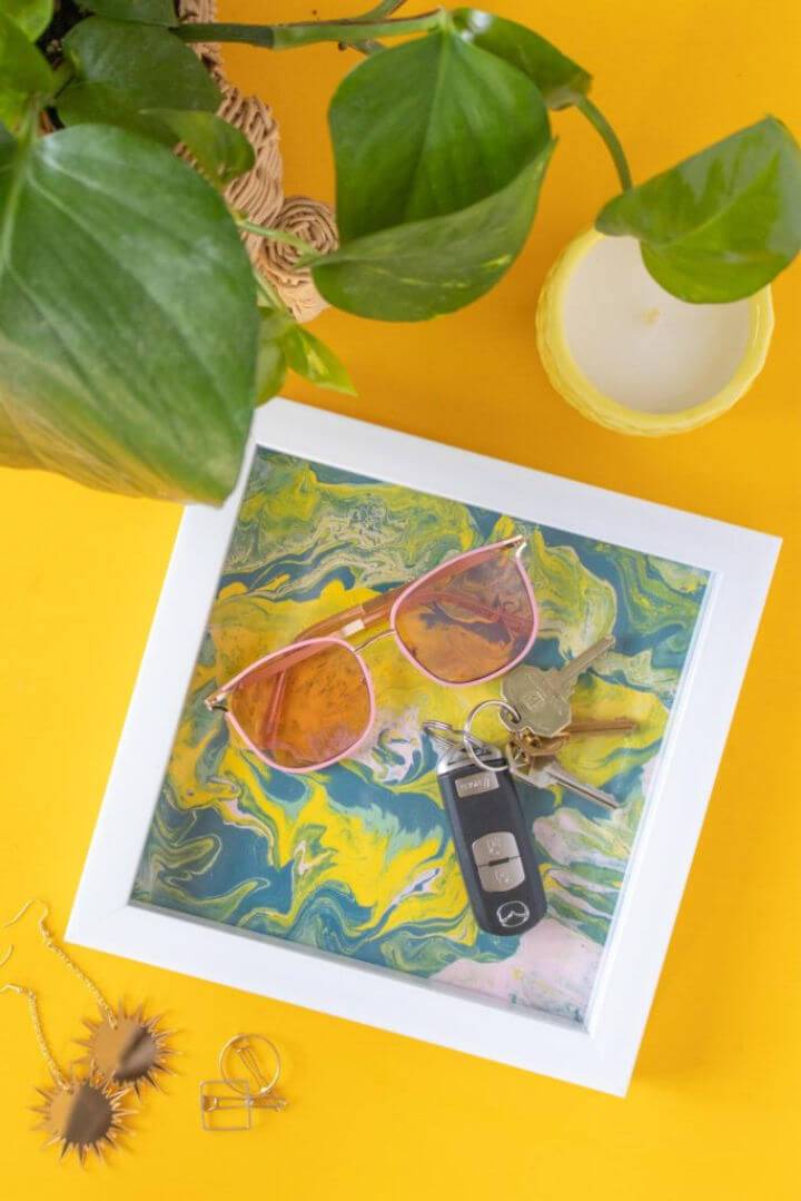 Fluid Painted Marbled Tray from a Photo Frame