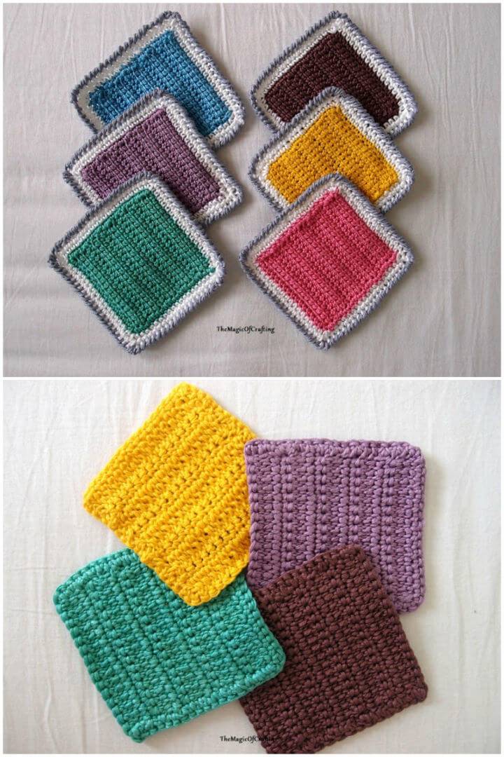 Free Crochet Colorful Coasters and Hotpads Pattern