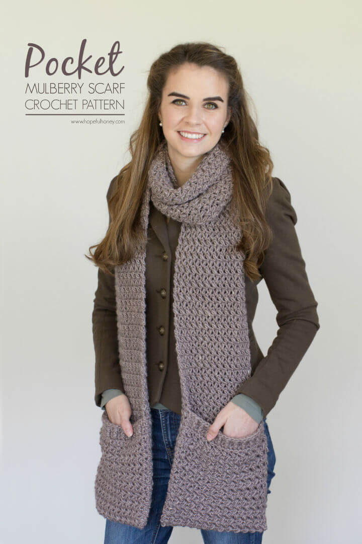 Crochet Mulberry Shadow Pocket Scarf Pattern