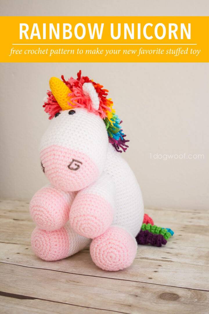 Free Crochet Rainbow Cuddles Unicorn Pattern