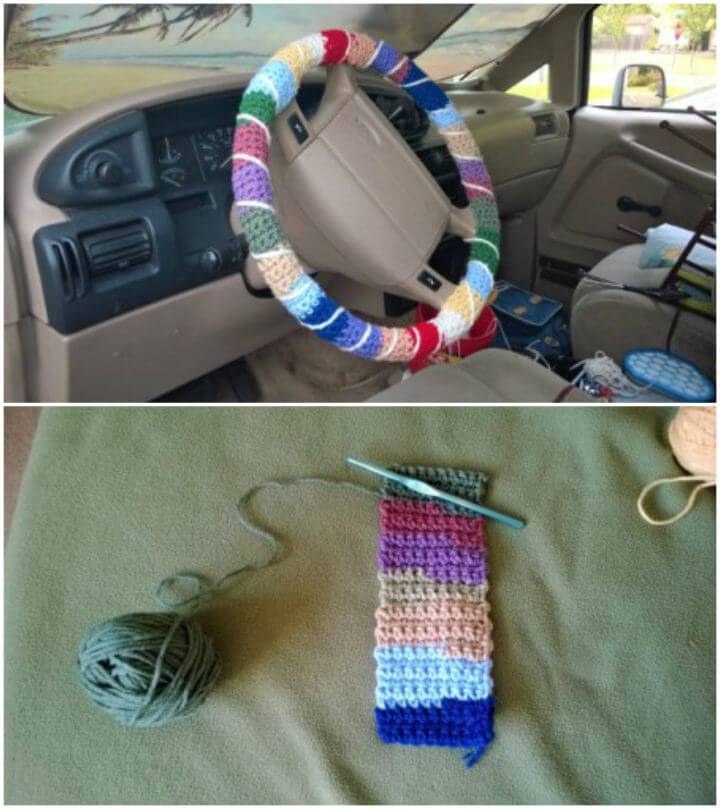 Free Crochet Scrap Yarn Steering Wheel Cover Pattern