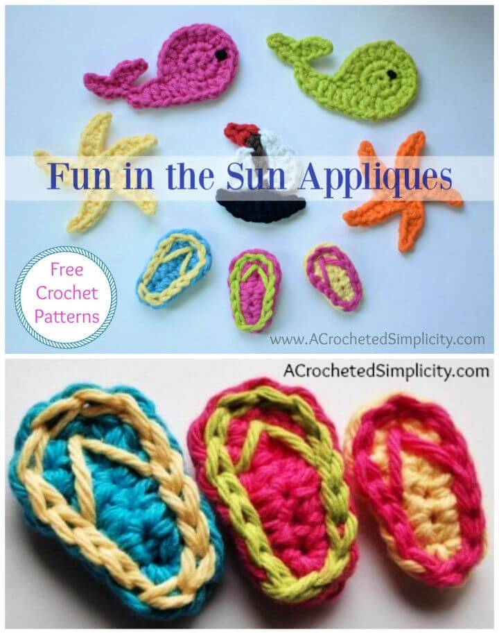 Fun In The Sun Appliques Free Crochet Patterns