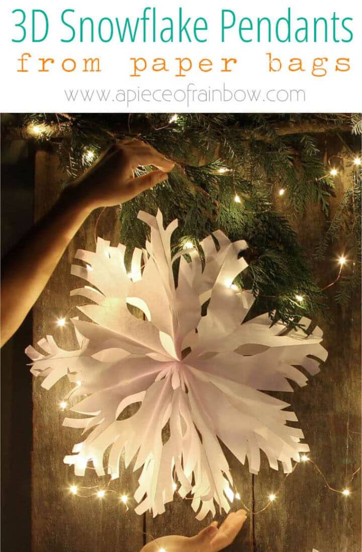 Giant 3D Paper Snowflake Pendants from Paper Bags