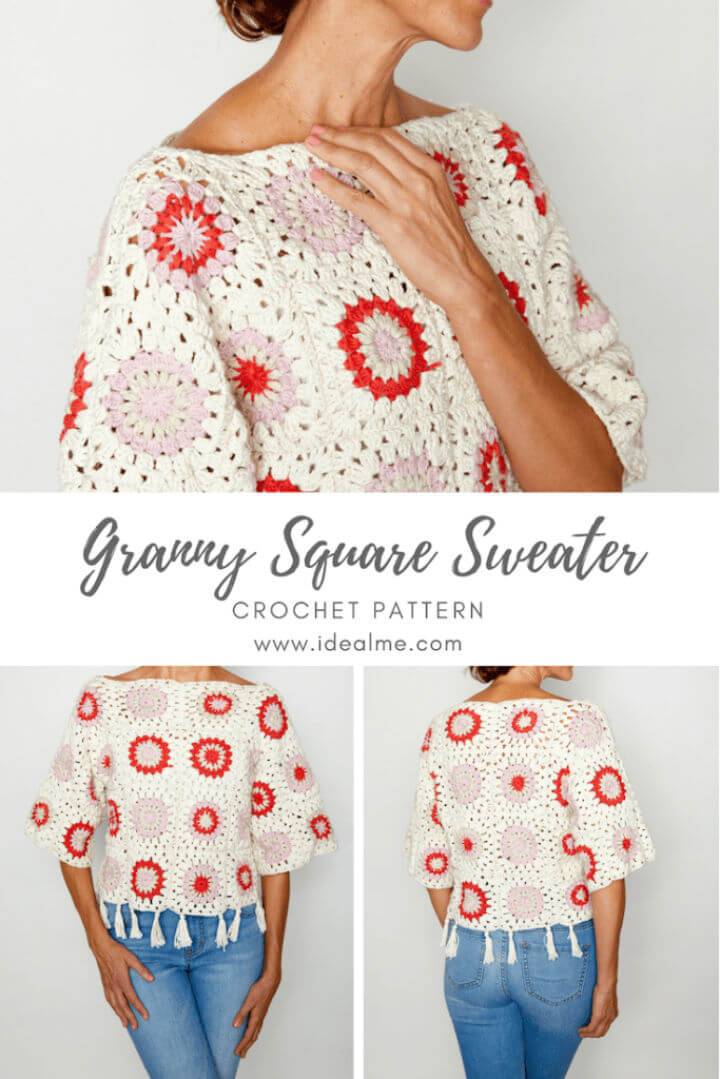 Granny Square Sweater Free Crochet Pattern