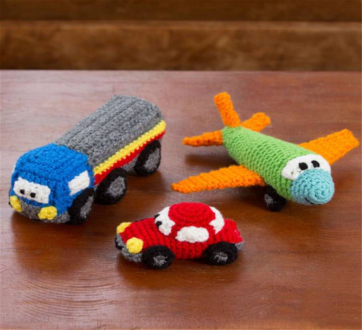 Happy Little Car Plane and Truck Free Crochet Pattern