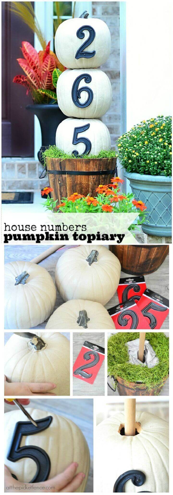 House Numbers Pumpkin Topiary