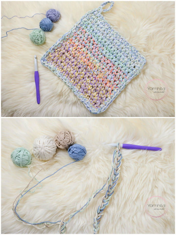 How to Crochet Scrap Yarn Dishcloth