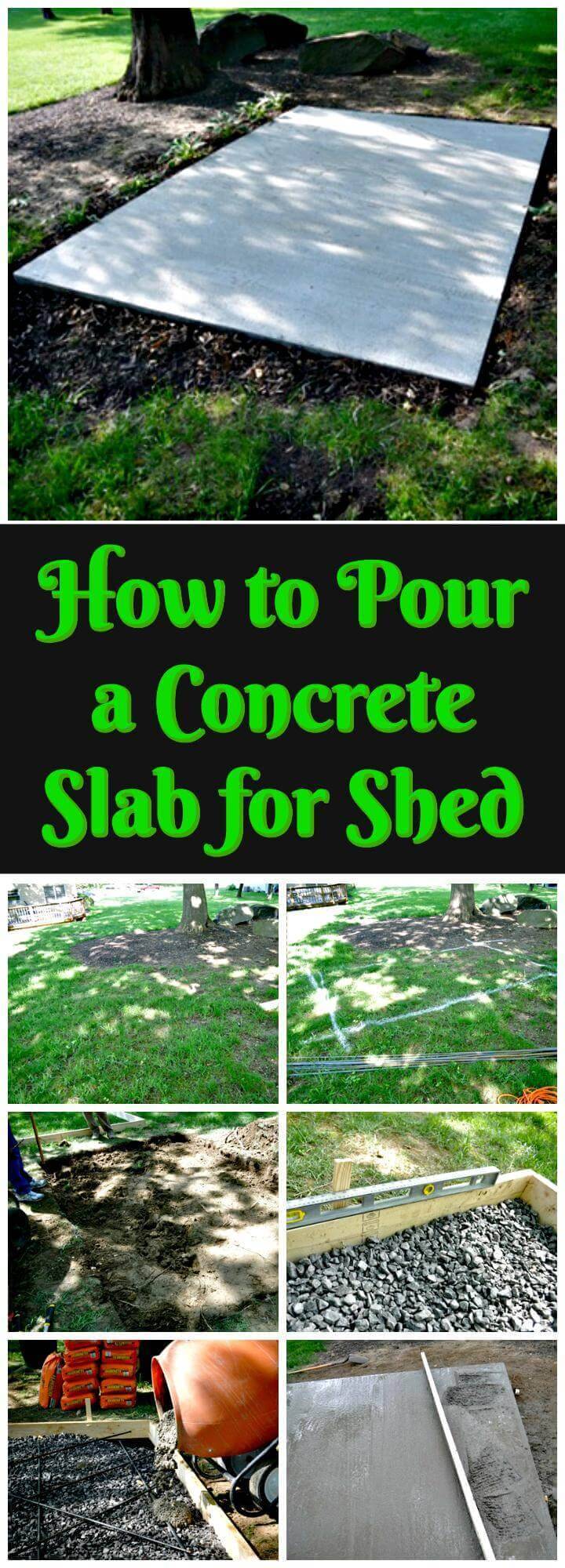 DIY tutorial about how to pour a concrete slab for shed
