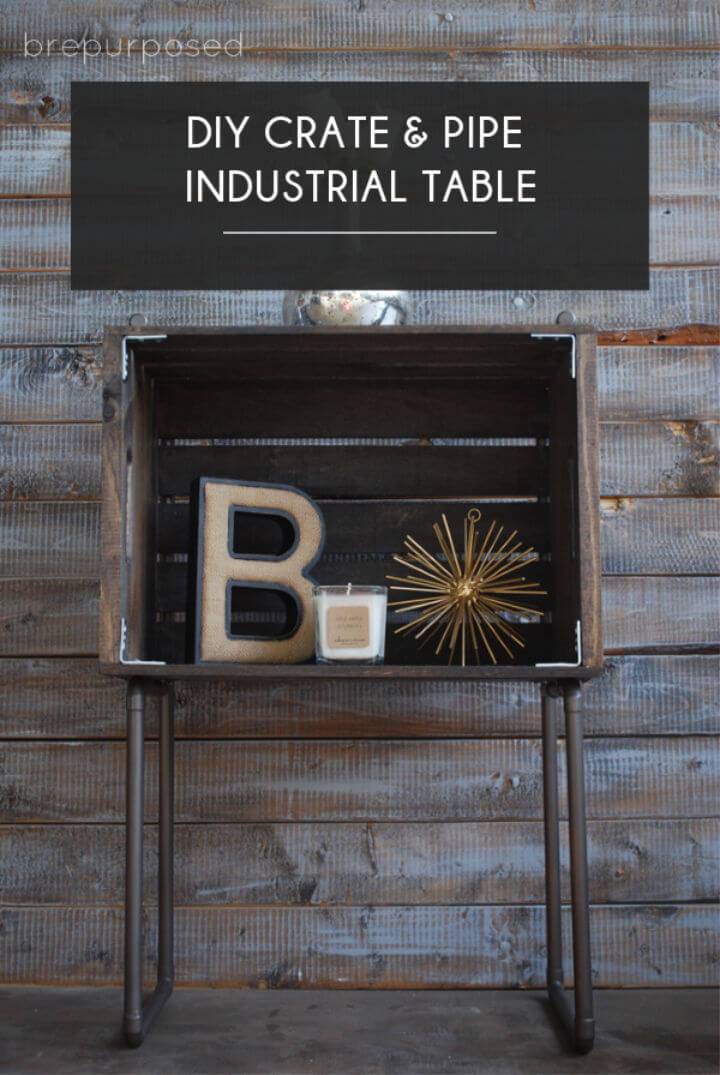 Industrial Table Using Crate and Pipe