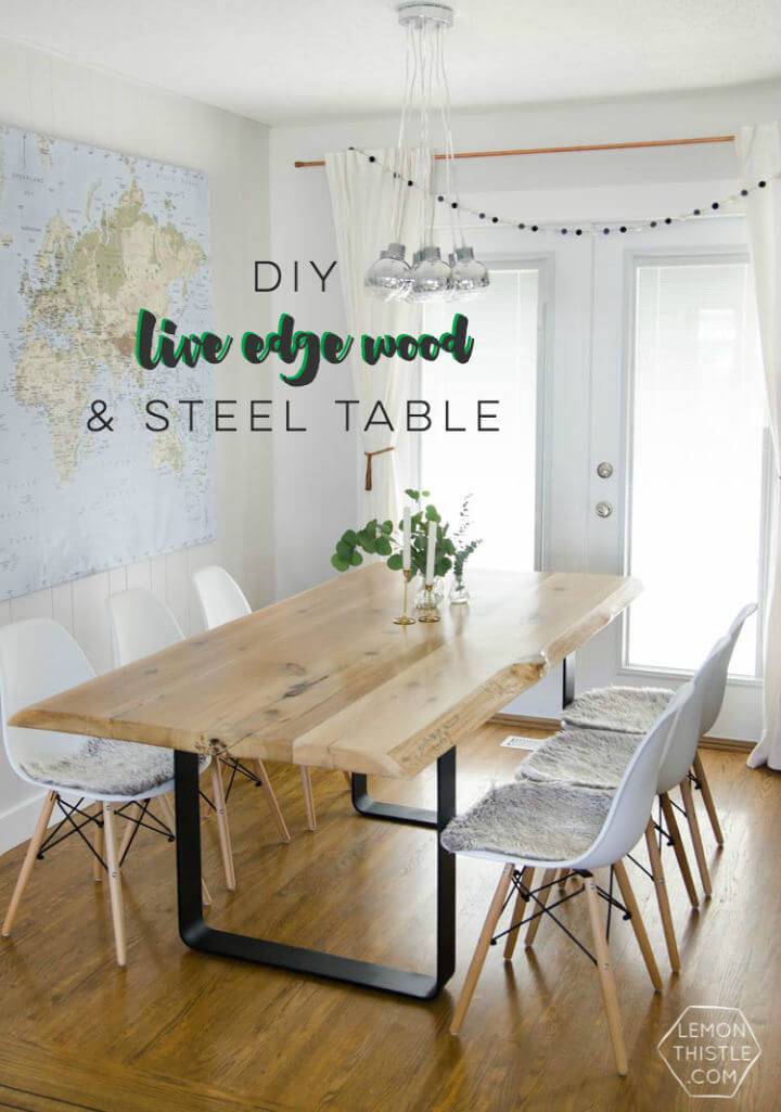Live Edge Wood and Steel Table