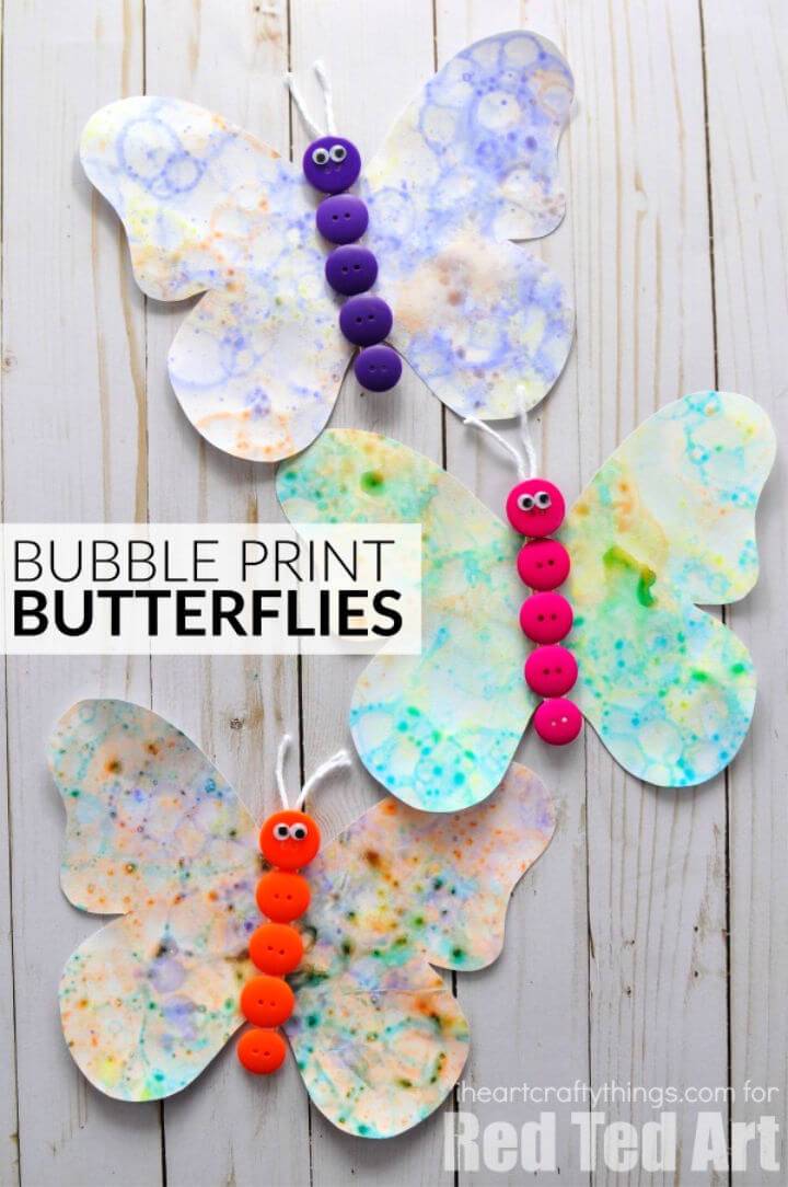 Make Bubble Art Butterflies Craft for Camp