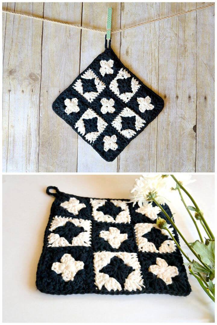 Modern Granny Square Crochet Potholder