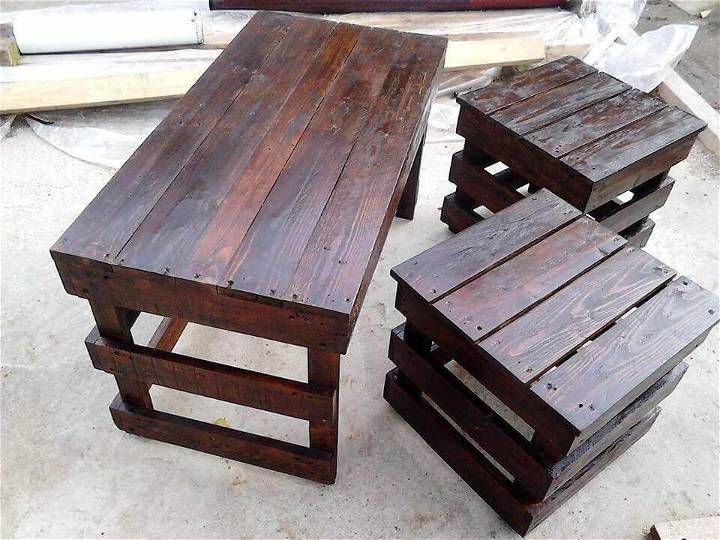 Pallet Coffee Table with Side Tables