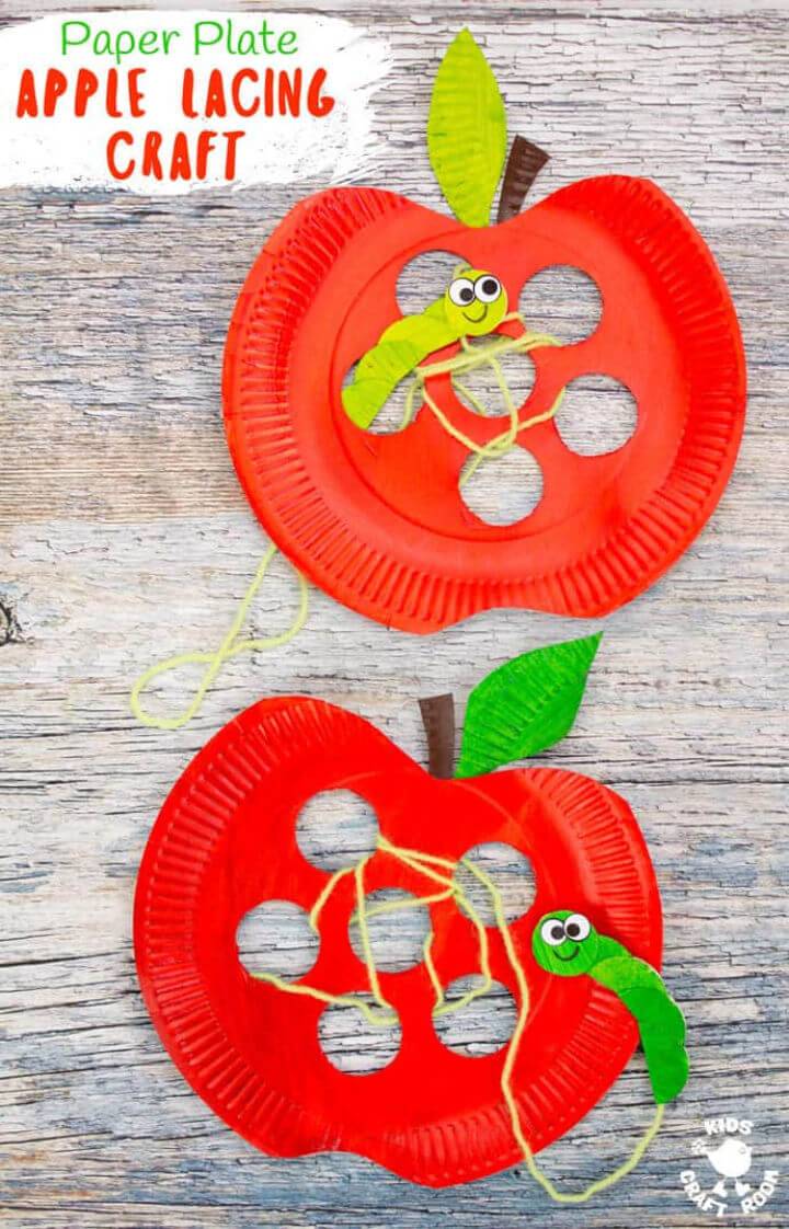 Paper Plate Apple Lacing Craft for Kids