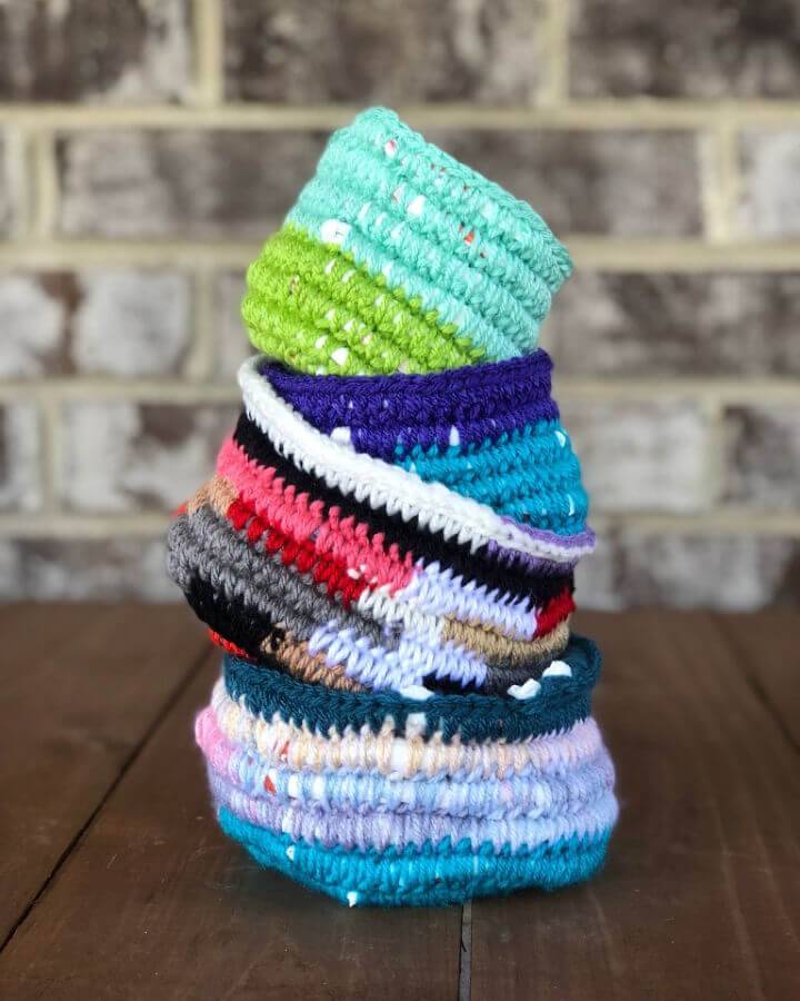 Pretty Crochet Scrap Yarn Basket Pattern