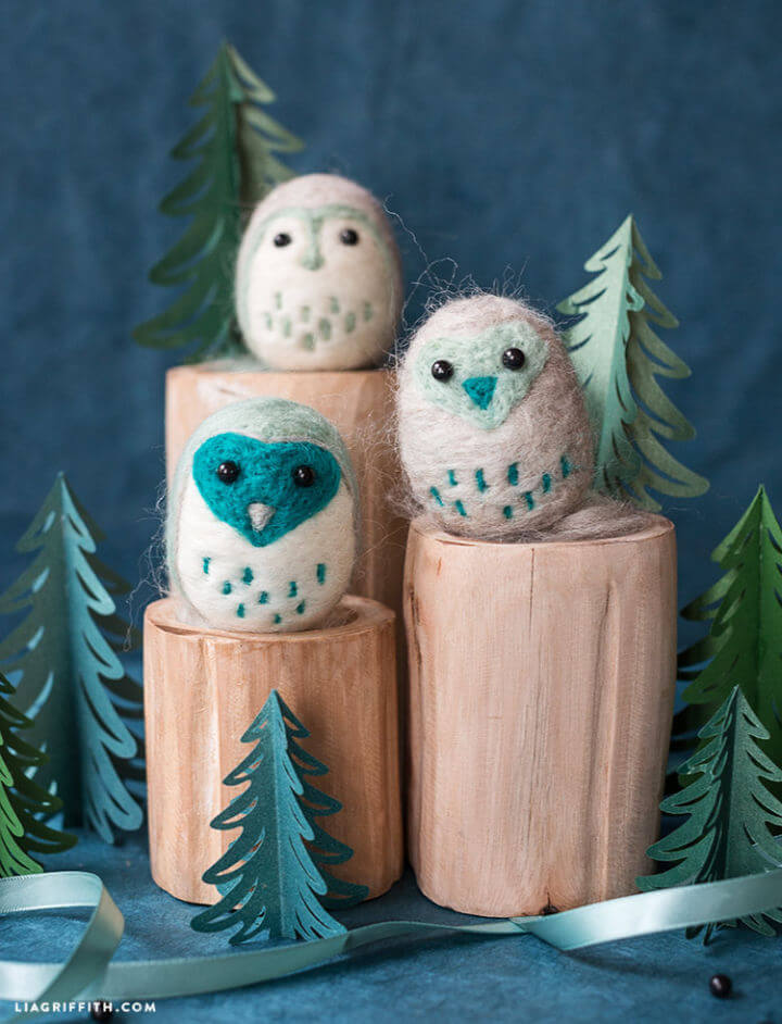 Pretty DIY Needle Felted Owls