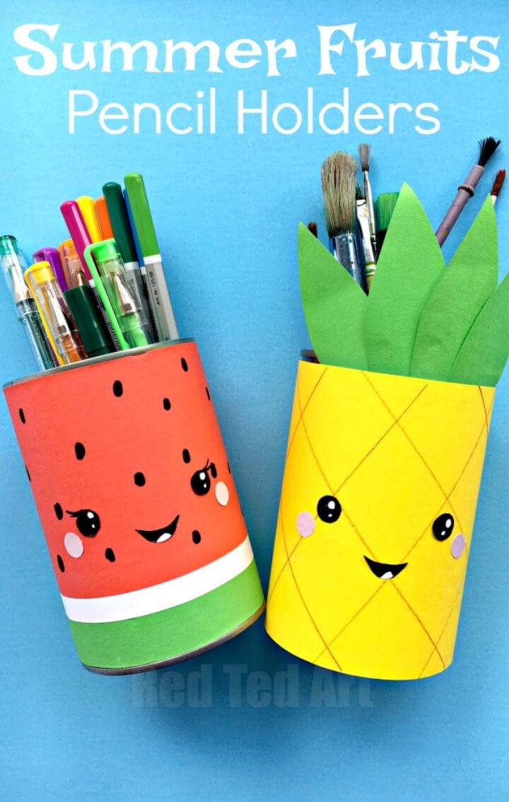 Pretty DIY Summer Fruit Pencil Holders
