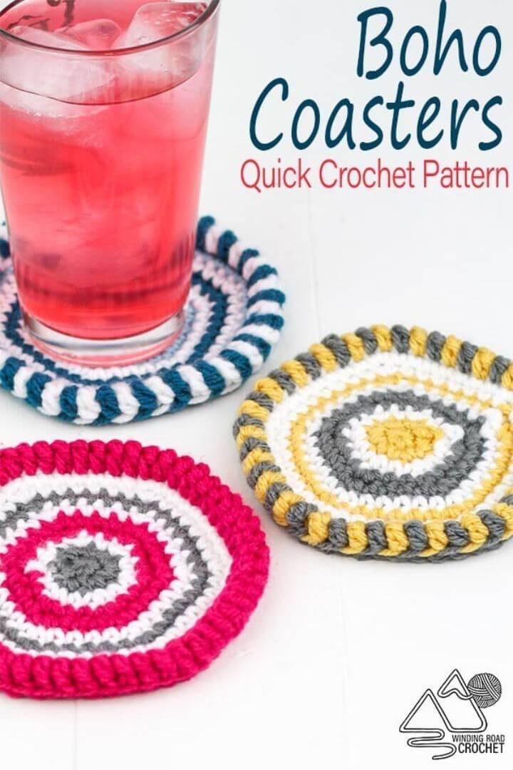 Quick Crochet Boho Coaster Free Pattern
