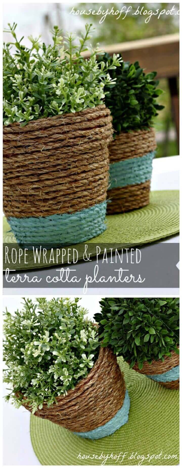 Rope Wrapped Painted Terra Cotta