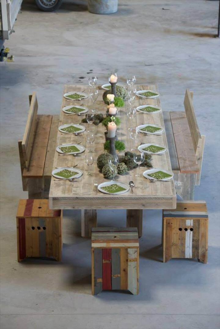 Simple Wood Pallet Dining Table Set