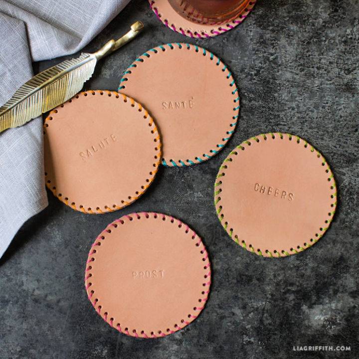 Handmade Stamped Leather Coaster