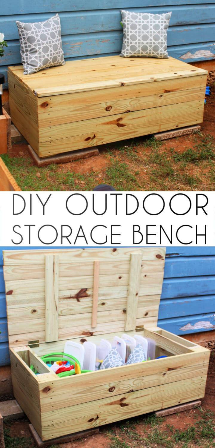 Adorable DIY Outdoor Toy Storage Bench