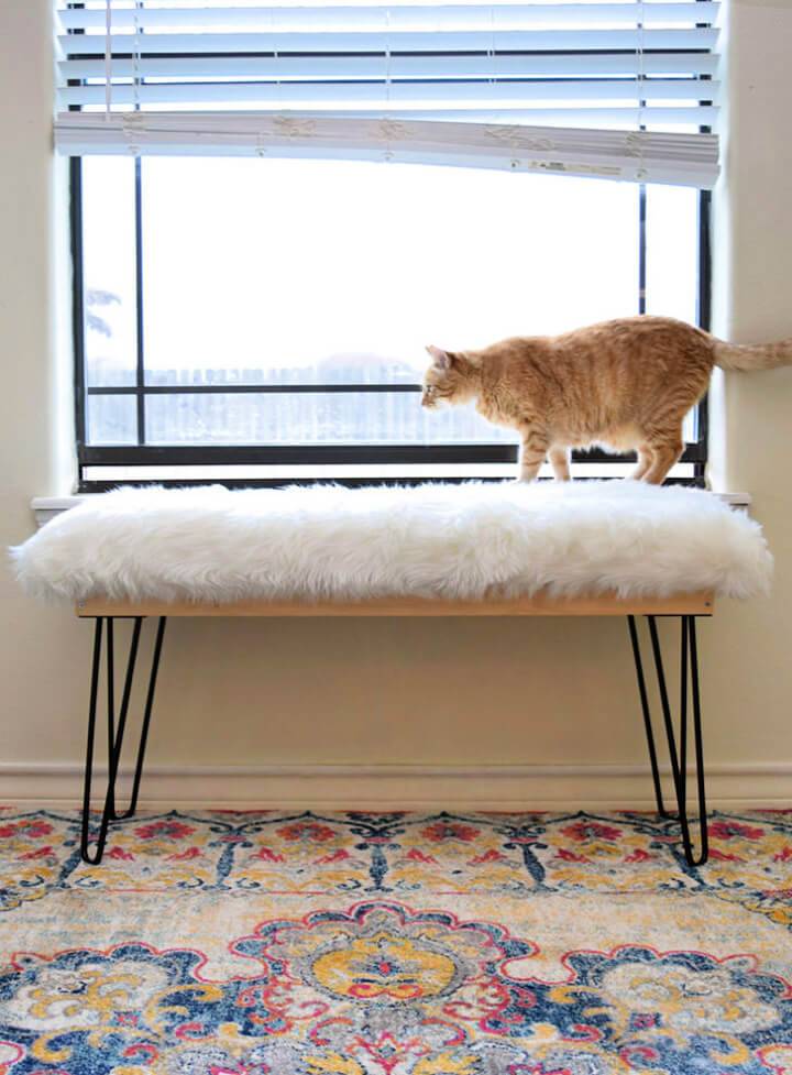 Affordable DIY Furry Bench with Hairpin Legs