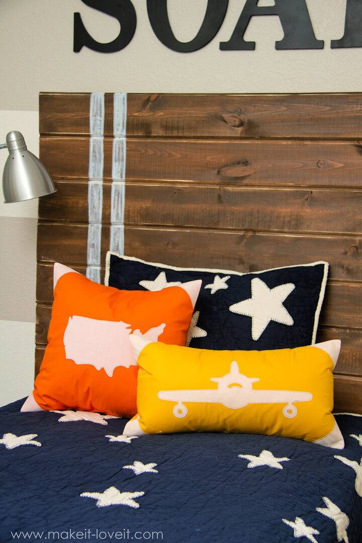 Appliqued Plane USA Map Pillow Covers