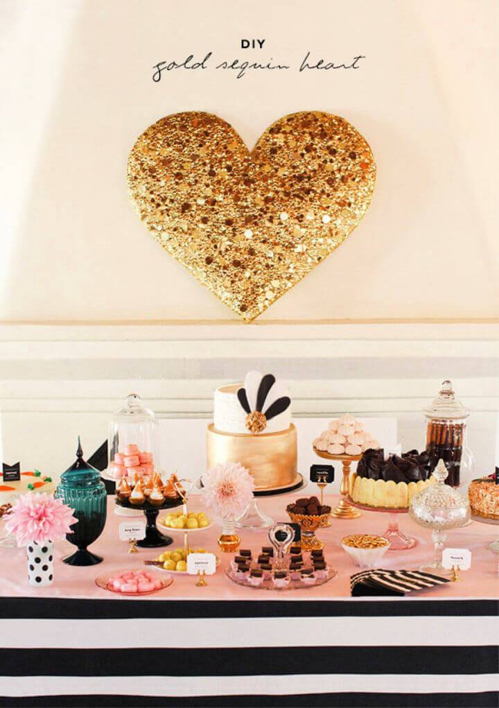 Awesome DIY Gold Sequin Heart