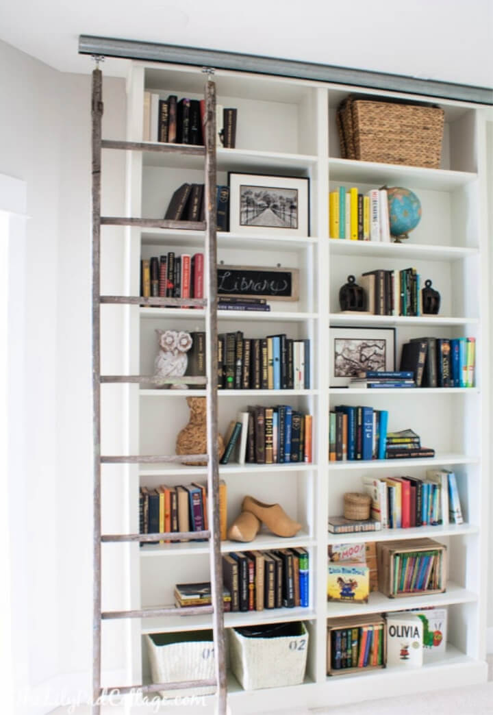 Inexpensive Billy Bookcase Hack With Library Ladder