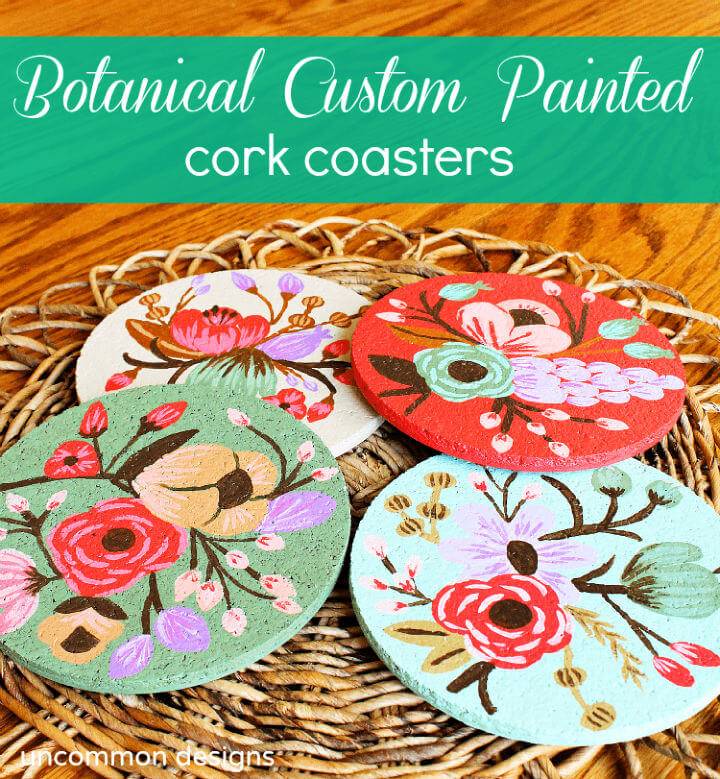 Botanical Custom Painted Cork Coasters