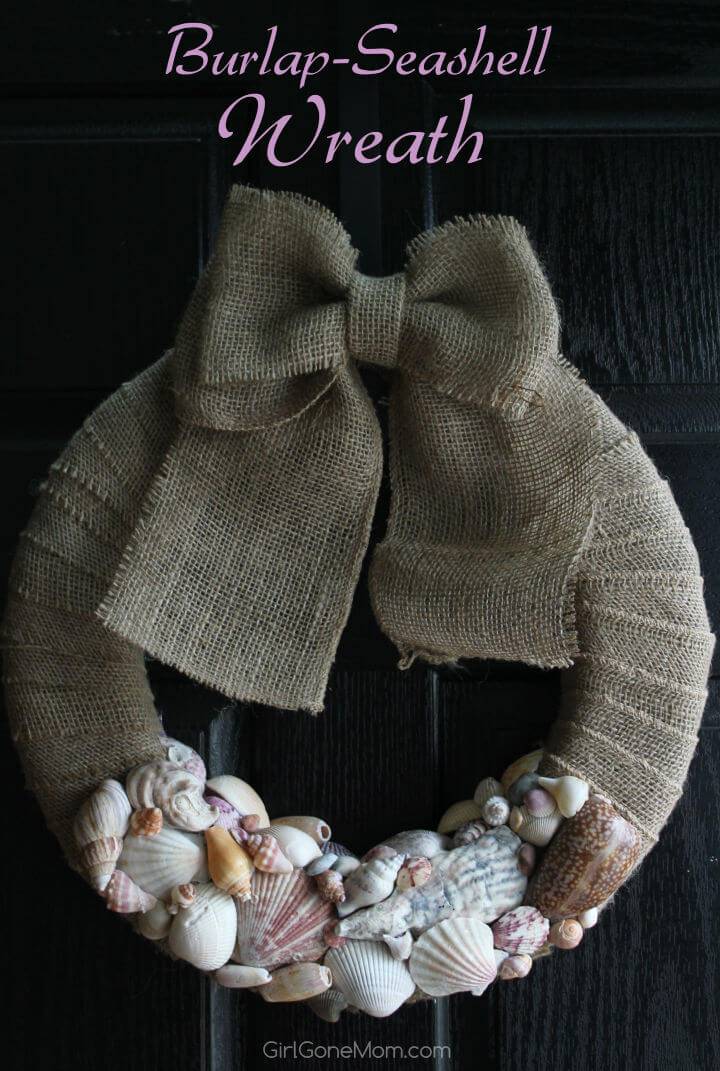 Burlap Seashell Wreath With Bow