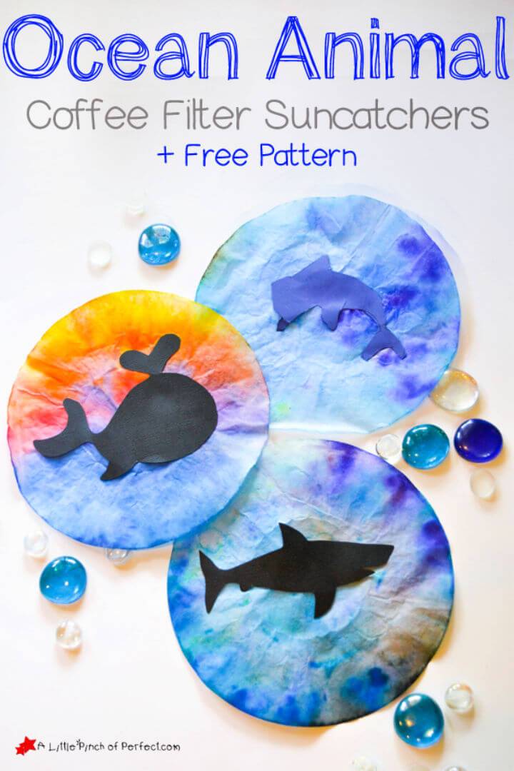 Coffee Filter Shark Suncatcher Craft for Kids