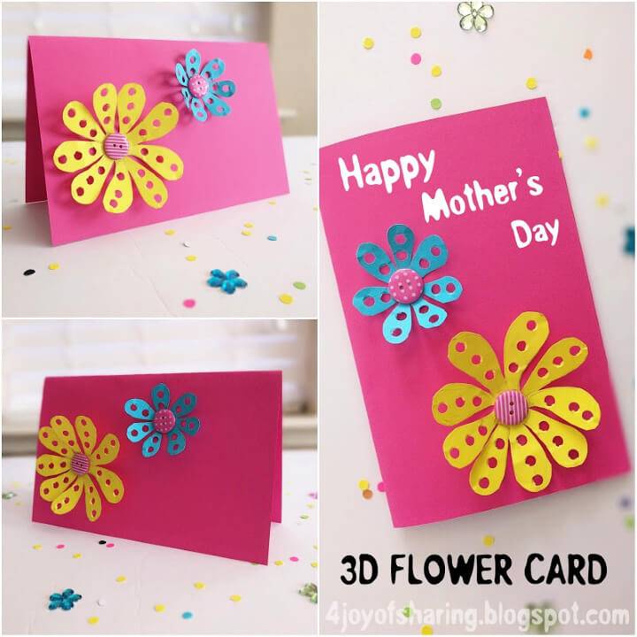Colorful DIY 3D Flower Card for Mothers Day