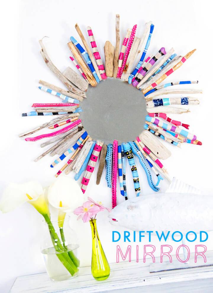 Colorful DIY Driftwood Mirror