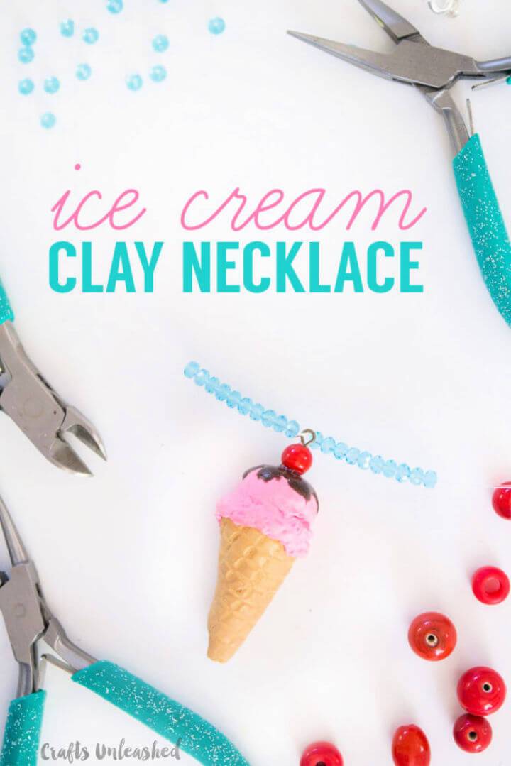 Cute DIY Ice Cream Craft Clay Necklace