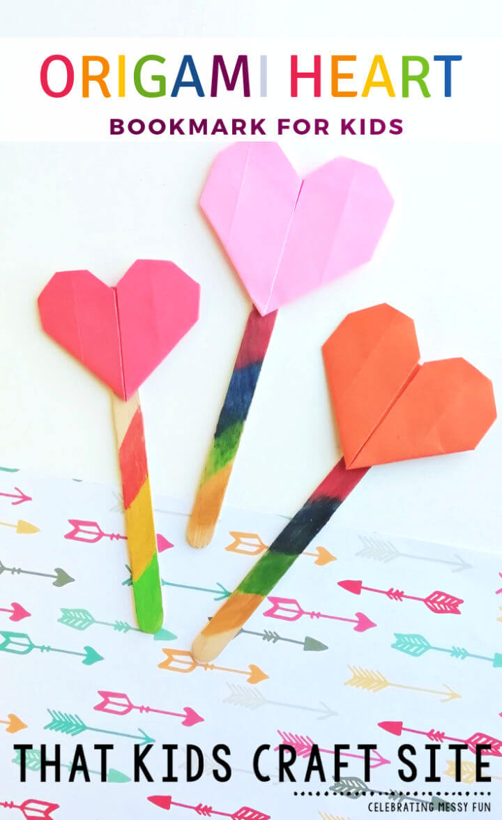 Cute DIY Origami Heart Bookmark for Kids