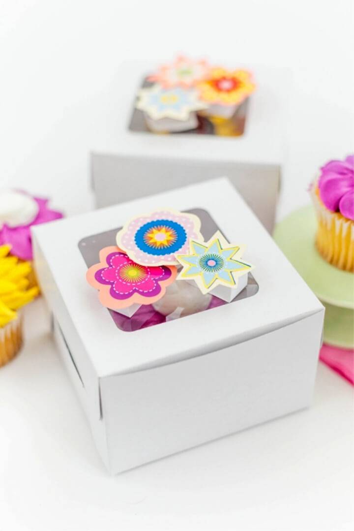 DIY 3D Pop up Flower Cupcake Box Toppers