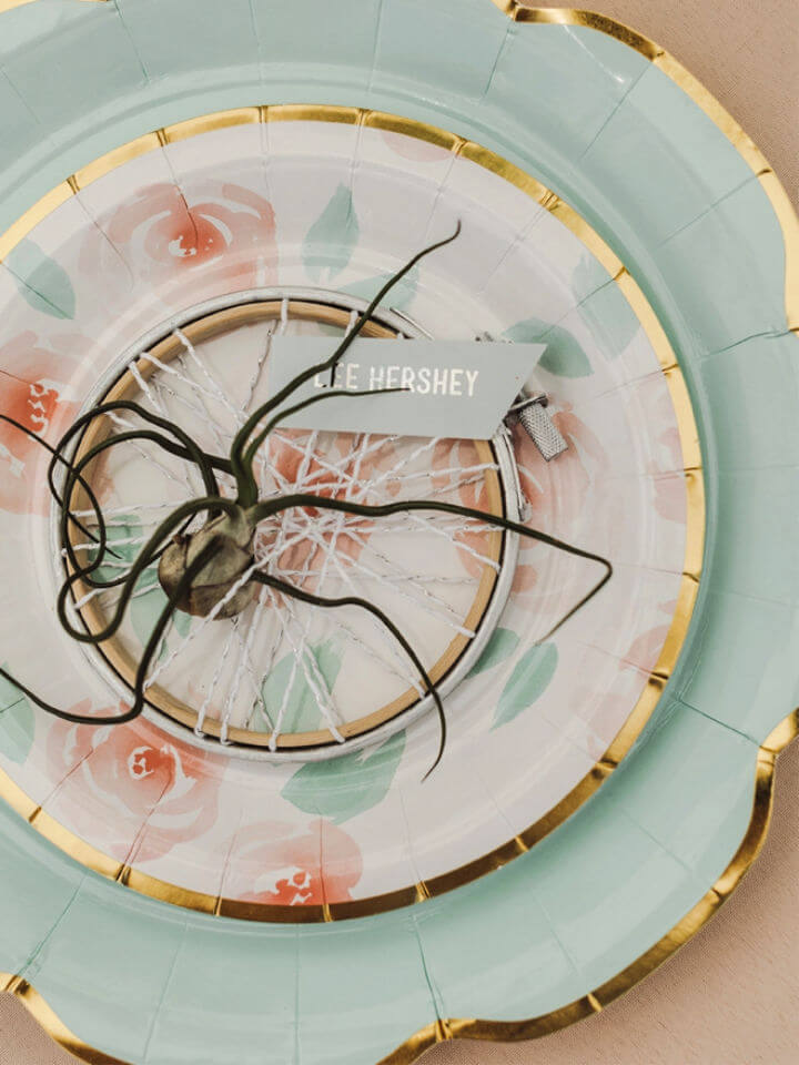 DIY Air Plant Embroidery Hoop Favor Seating Card