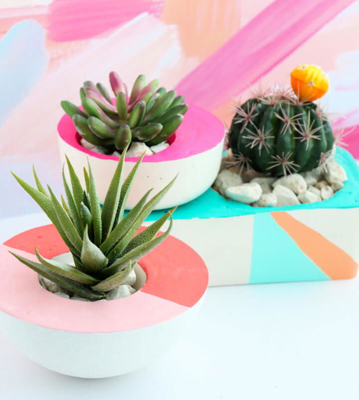 DIY Asymmetrical Concrete Planters